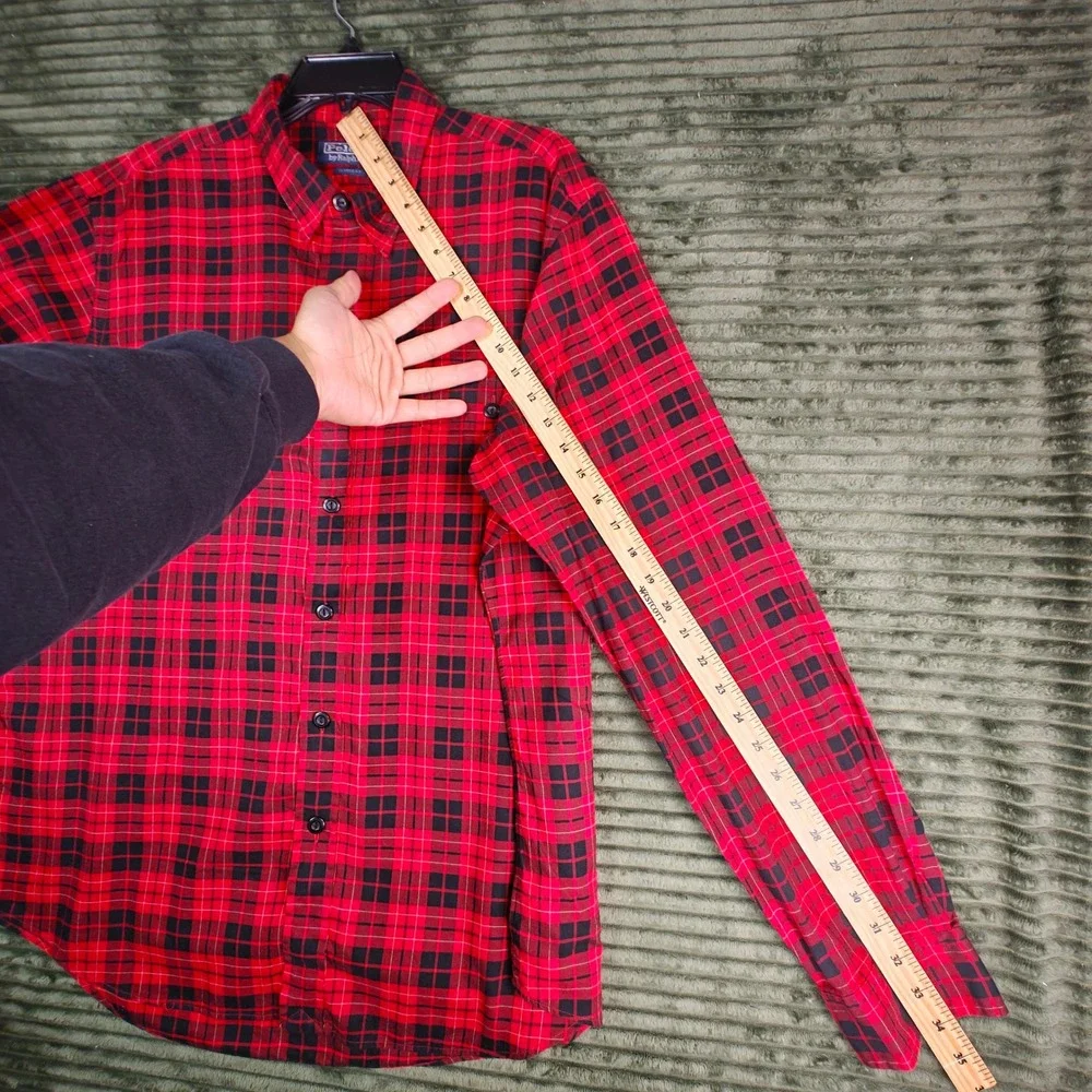 Polo Ralph Lauren Mens XL Classic Fit Red Black Plaid Flannel Button Down Shirt